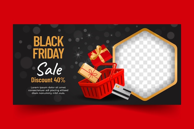 Vector sjabloon voor horizontale banner met kleurovergang voor black friday-verkoop