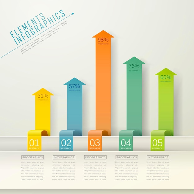 Sjabloon voor infographic elementen met moderne pijlgrafiek