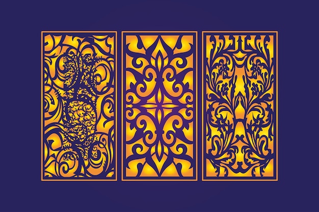 Sjabloon voor islamitische decoratieve lasergesneden panelen met abstracte geometrische textuur en bloemenlaser