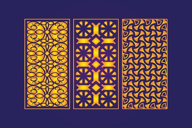 Sjabloon voor islamitische decoratieve lasergesneden panelen met abstracte geometrische textuur en bloemenlaser