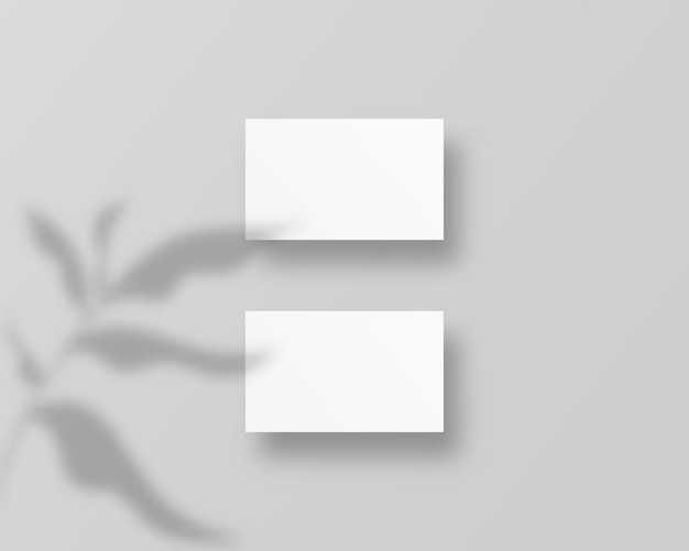 Sjabloon voor lege visitekaartjes. Blanco witte visitekaartjes s met schaduw Overlays. Realistische afbeelding.