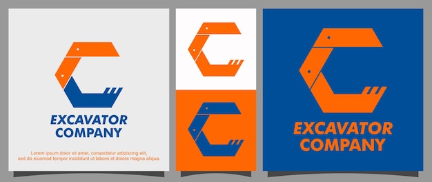 Sjabloon voor letter c en graafmachine modern logo
