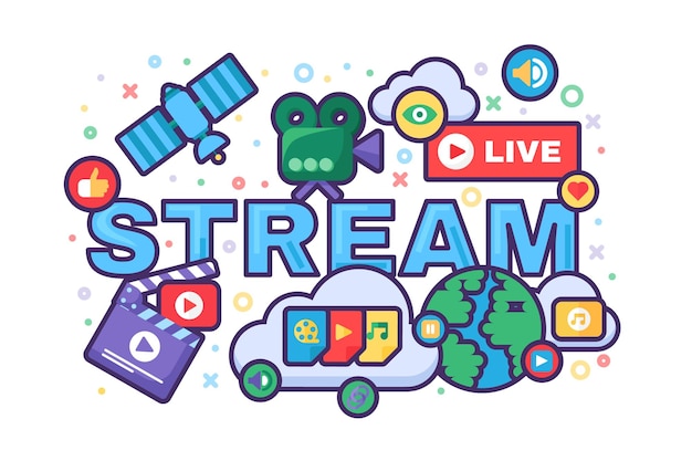 Sjabloon voor live streaming semi-platte vector voor spandoek