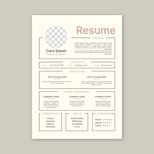 Sjabloon voor minimalistische cv