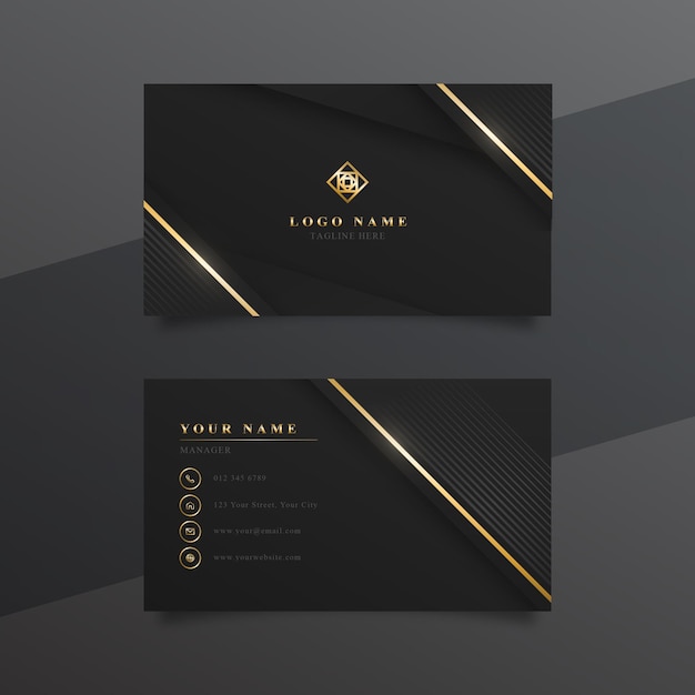 Sjabloon voor minimalistische luxe zwarte visitekaartjes