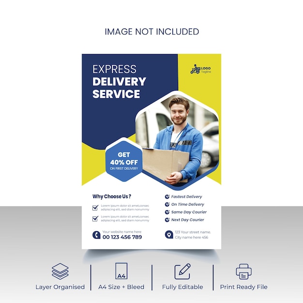 Sjabloon voor moderne bezorgservice-flyer