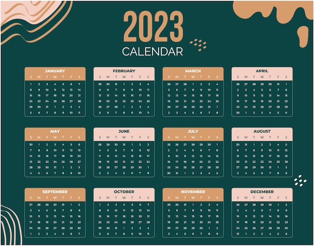 Sjabloon voor nieuwjaarskalender voor 2023