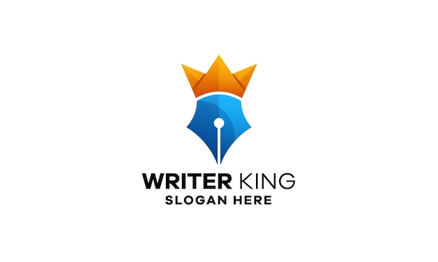 Sjabloon voor pen king-logo met kleurovergang