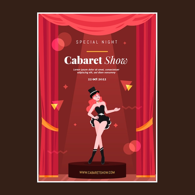 Vector sjabloon voor plat cabaret verticaal poster