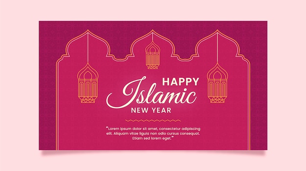 Sjabloon voor plat islamitisch nieuwjaarsbanner