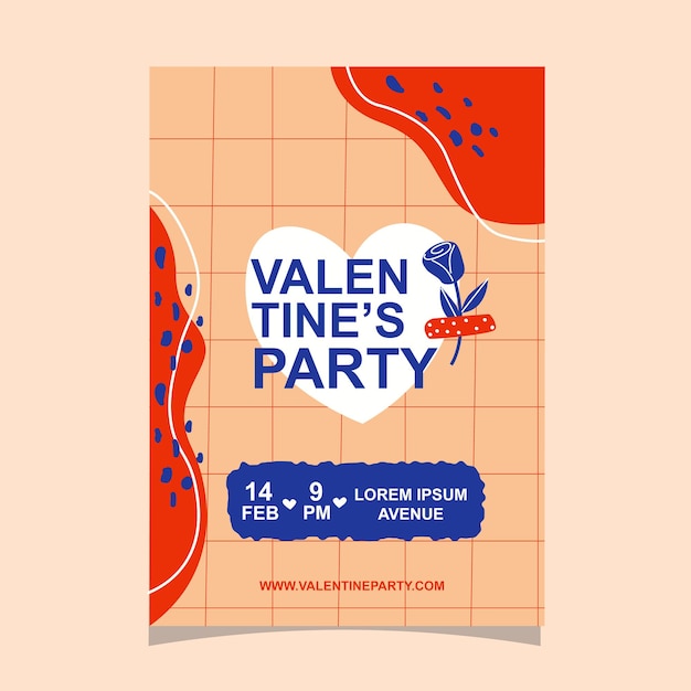Sjabloon voor platte abstracte valentijnsdag verticale poster
