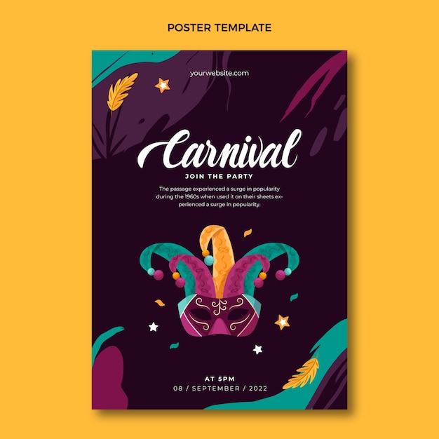 Sjabloon voor platte carnaval verticale poster