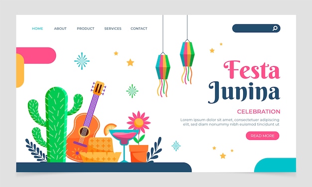 Vector sjabloon voor platte festas juninas-bestemmingspagina