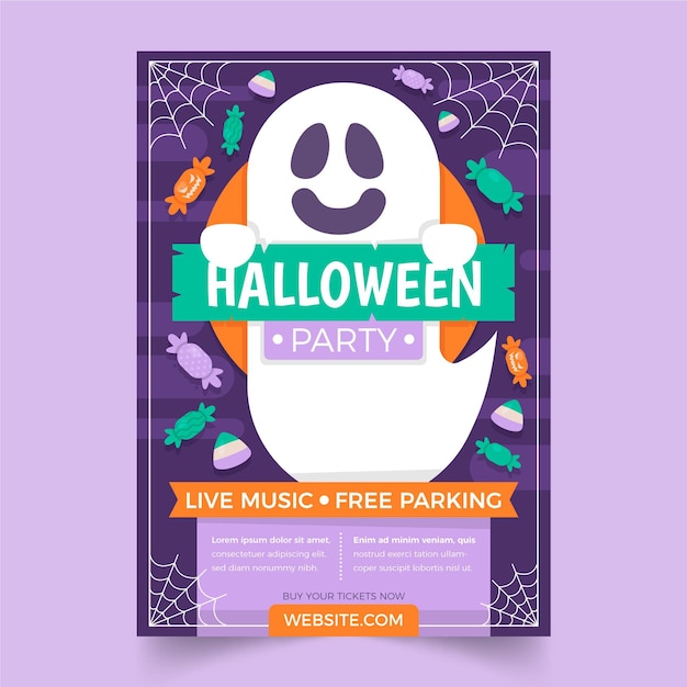 Sjabloon voor platte halloween verticale poster