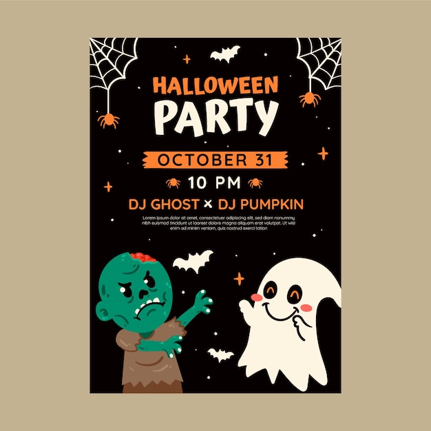 Sjabloon voor platte halloween verticale poster