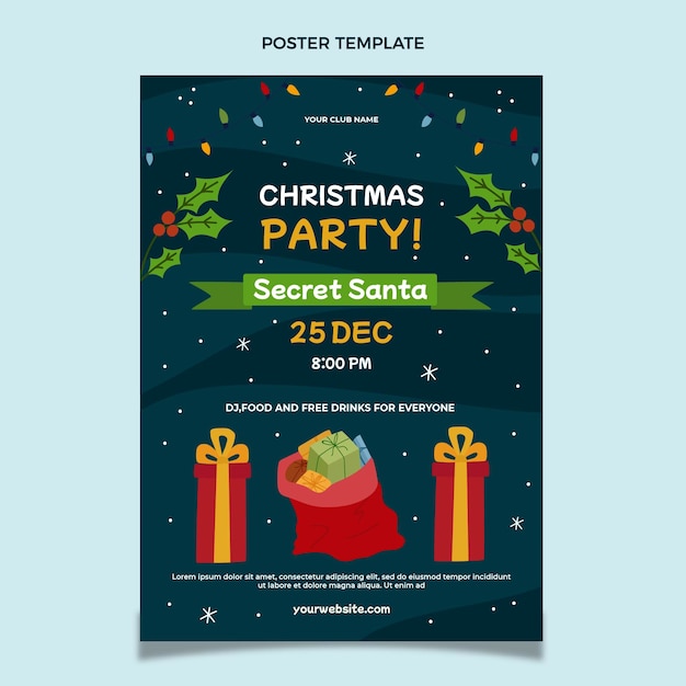 Vector sjabloon voor platte kerst verticale poster