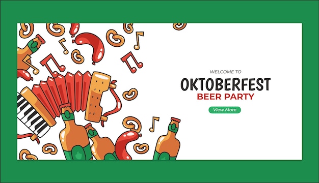 Sjabloon voor platte oktoberfest horizontale spandoek