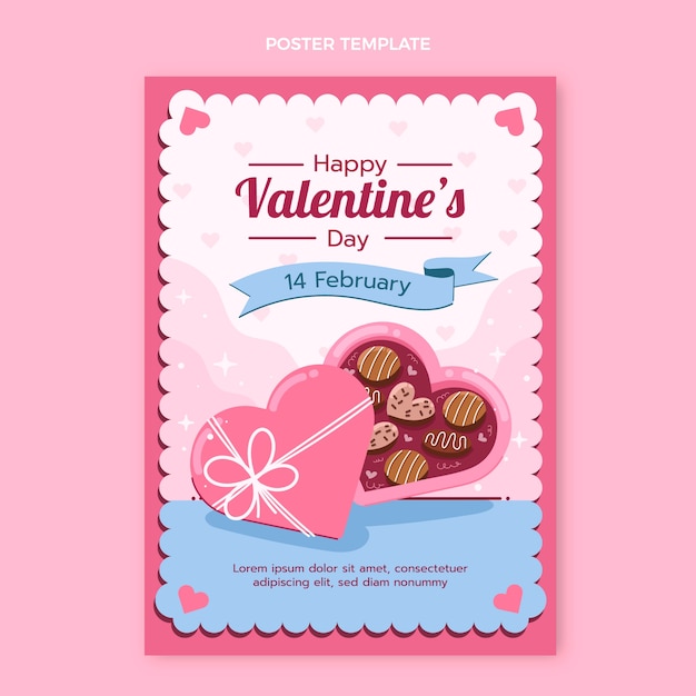 Sjabloon voor platte Valentijnsdag verticale poster