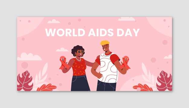 Sjabloon voor platte wereld aids dag horizontale banner