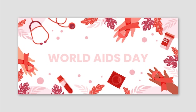 Vector sjabloon voor platte wereld aids dag horizontale banner