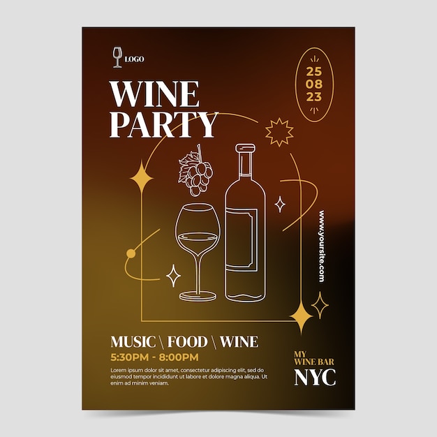 Sjabloon voor poster met verloop wijnfeest