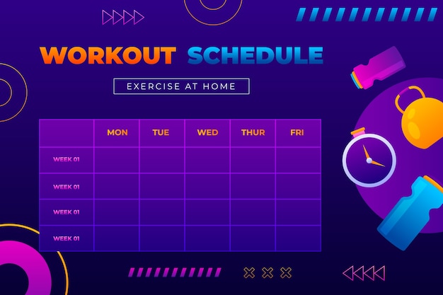 Sjabloon voor schema met verlooptrainingsroutine