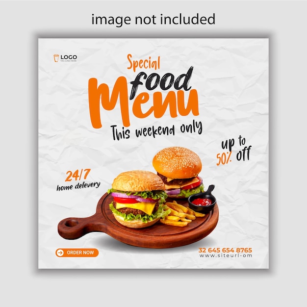 Sjabloon voor social media-banners voor restaurants en menu's