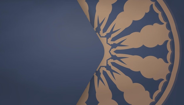 Sjabloon voor spandoek blauwe kleur met abstract bruin patroon voor logo-ontwerp