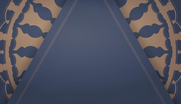 Sjabloon voor spandoek blauwe kleur met mandala bruin ornament voor ontwerp onder uw logo of tekst