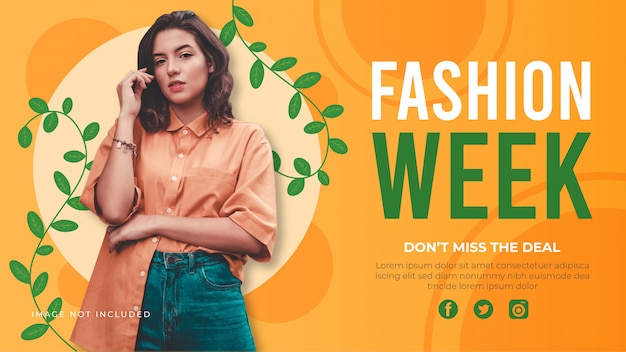 Sjabloon voor spandoek Fashion Week. Promotie verkoop banner voor website.