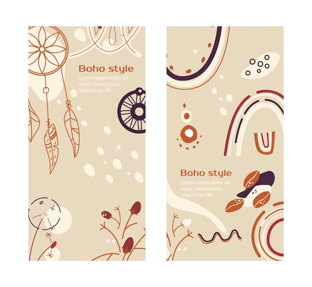 Vector sjabloon voor spandoek in beige boho-stijl