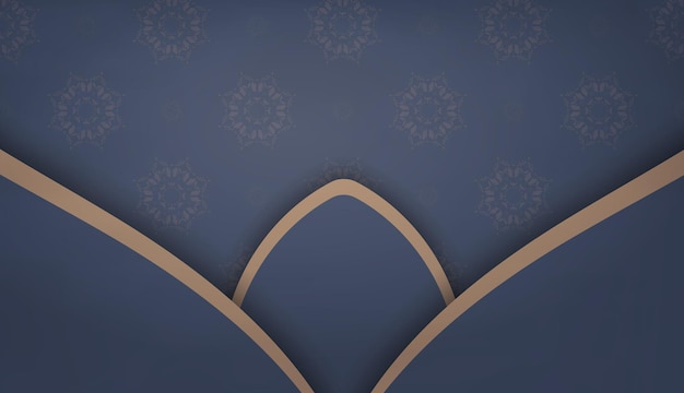 Sjabloon voor spandoek in blauwe kleur met Indiase bruine ornamenten en logoruimte