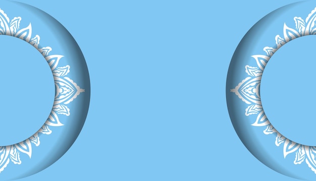 Sjabloon voor spandoek in blauwe kleur met indiase witte ornamenten voor logo-ontwerp