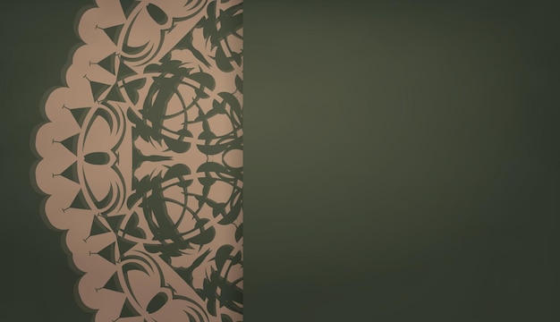 Sjabloon voor spandoek in groene kleur met vintage bruin patroon voor ontwerp onder uw logo of tekst