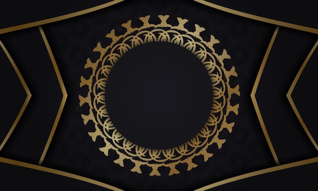 Sjabloon voor spandoek in zwarte kleur met gouden grieks patroon