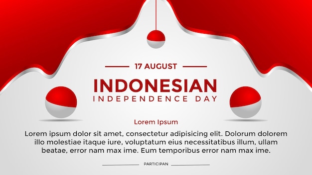 sjabloon voor spandoek met rode en witte ornamenten Indonesisch thema van de onafhankelijkheidsdag