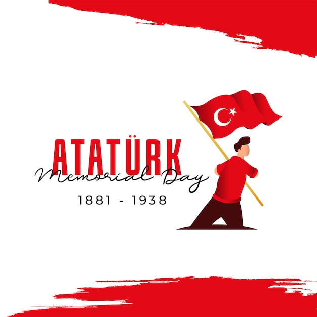 Sjabloon voor spandoek plat ontwerp ataturk herdenkingsdag