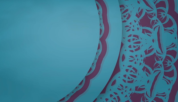 Sjabloon voor spandoek turkoois met abstracte paarse versiering en ruimte voor uw logo