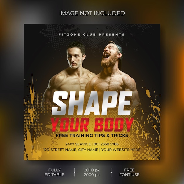 Sjabloon voor spandoek voor fitness sociale media Vector Premium
