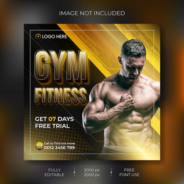 Sjabloon voor spandoek voor fitness sociale media Vector Premium