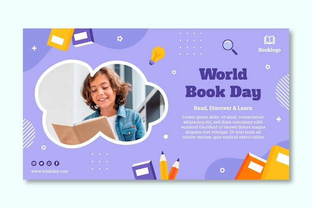 Sjabloon voor spandoek voor wereldboekendag