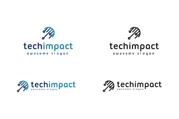 Vector sjabloon voor tech impact-logo