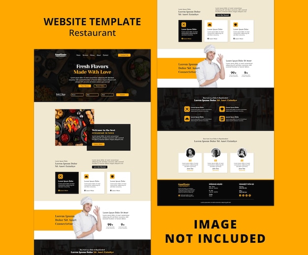 Sjabloon voor vectorrestaurantwebsite