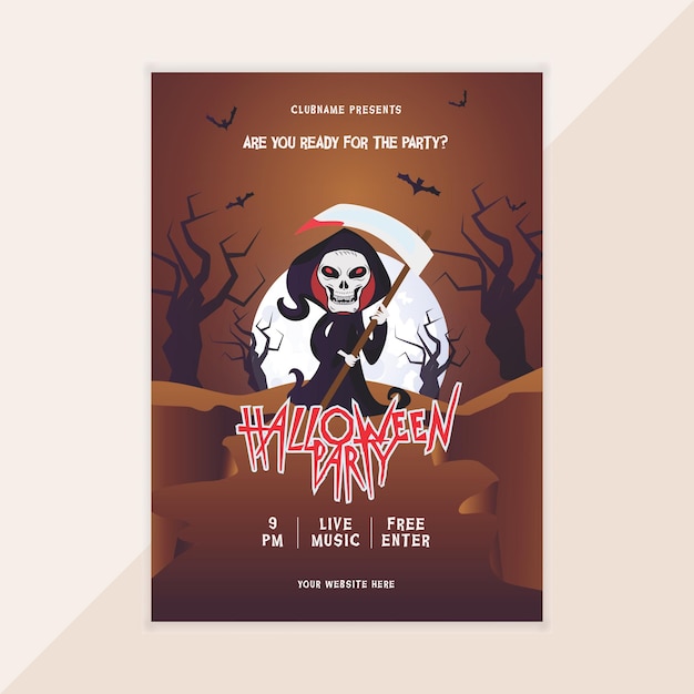 Sjabloon voor verticale poster met verloop halloween-feest