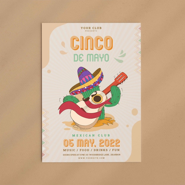 Sjabloon voor verticale poster van Cinco De Mayo