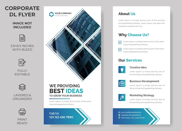 Sjabloon voor visitekaartjes Corporate DL-flyer