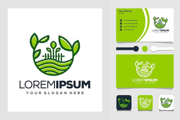 Sjabloon voor visitekaartjes van boerderij en tuin modern logo