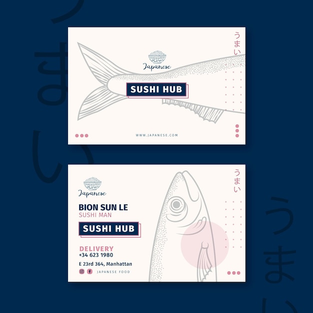 Vector sjabloon voor visitekaartjes van japans restaurant