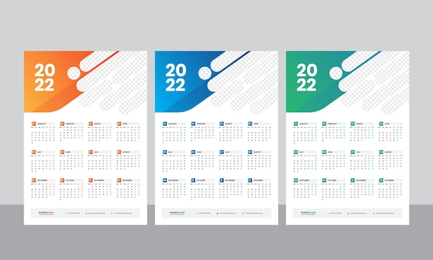 Sjabloon voor wandkalender 2022 met één pagina