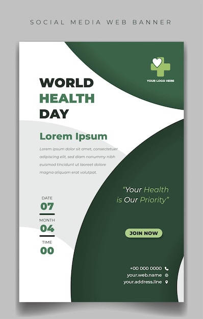 Sjabloon voor Wereldgezondheidsdag met cirkelvorm in staand ontwerp